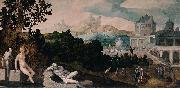 Jan van Scorel Landscape with Bathsheba painting